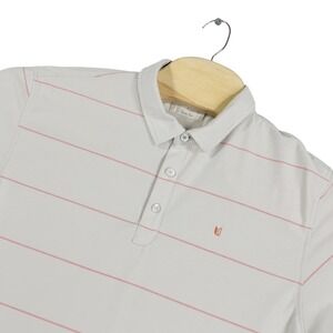 Linksoul Polo Shirt Mens L Cream Orange Striped Luxury Cotton Tempus Fugit Golf